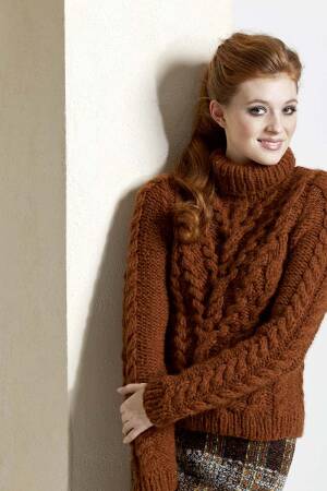 Strickset Kurzer Zopfpullover Lang Yarns MALOU mit Anleitung in garnwelt-Box S
