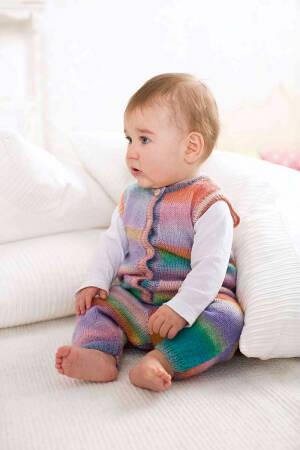 Knitting set Overall MILLE COLORI BABY with knitting instructions in garnwelt box