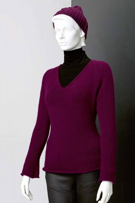 Knitting set Raglan pullover CASHMERE PREMIUM with knitting instructions in garnwelt box in size S