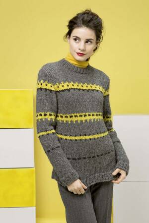 Strickset Jacquardpullover mit Anleitung in garnwelt-Box