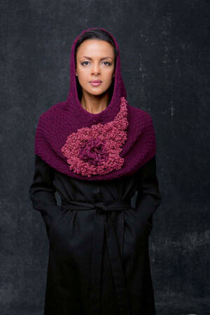 Knitting set Shawl with hood CASHMERE CLASSIC with knitting instructions in garnwelt box