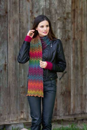 Strickset Zackenschal Lang Yarns JAWOLL MAGIC DEGRADE mit Anleitung in garnwelt-Box