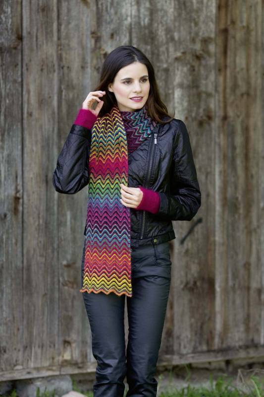 Knitting set Chevron scarf  with knitting instructions in garnwelt box in size ca 25x180 cm (10x71 inches)